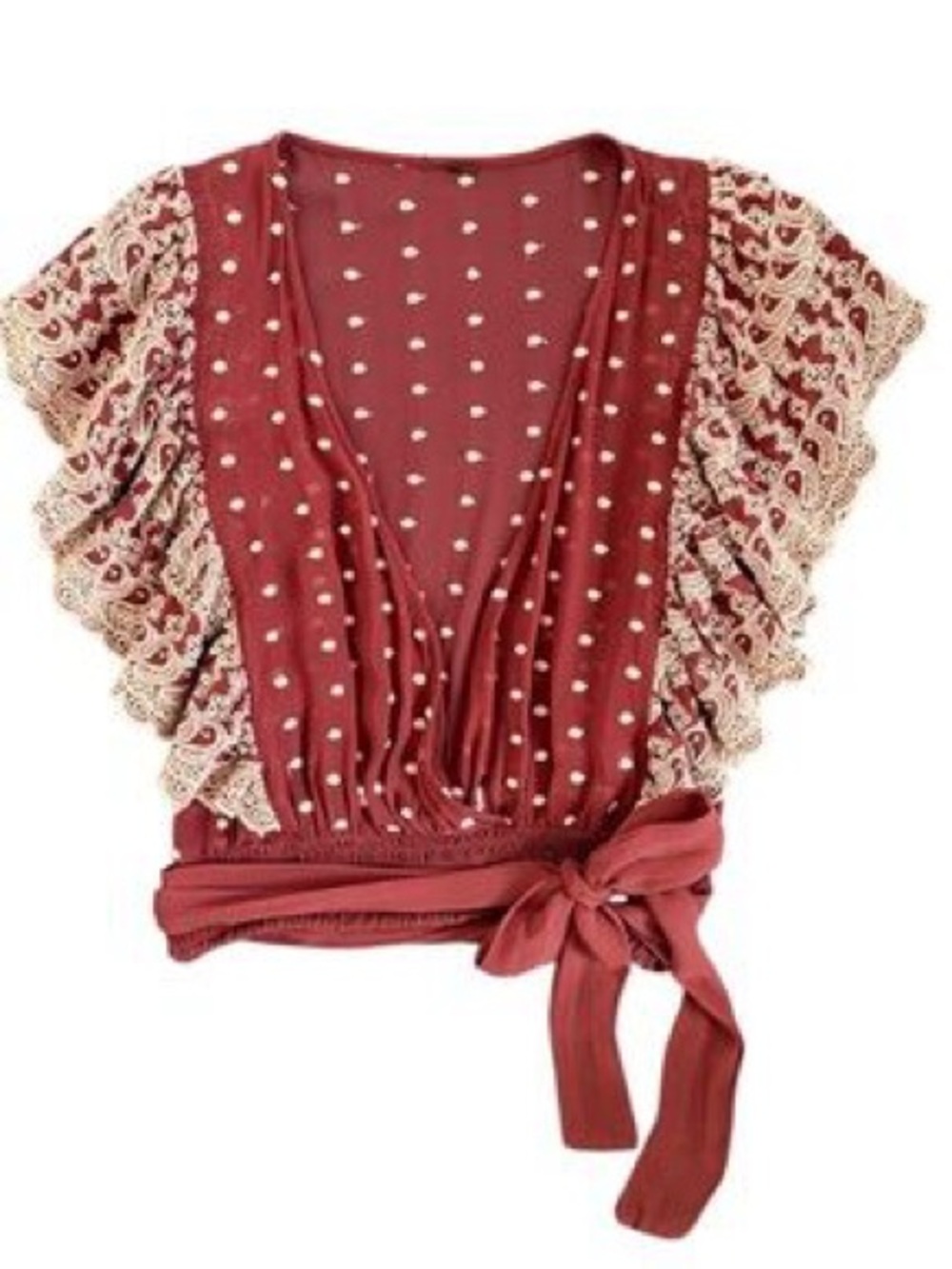 Free People Dot Flutter Sleeve Top